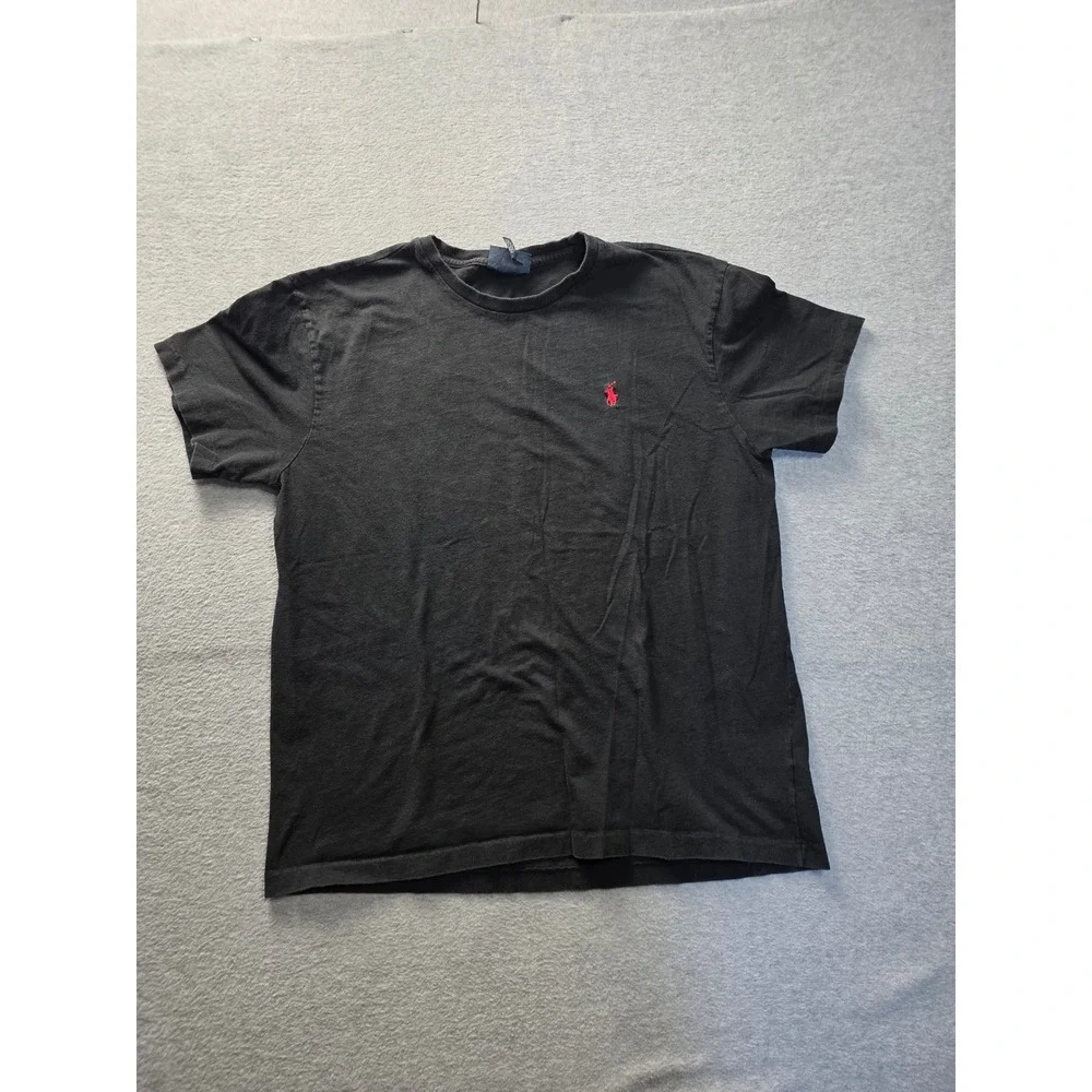 Polo Ralph Lauren Mens Black Cotton Crewneck T-Shirt Red Pony‎ Logo Size M